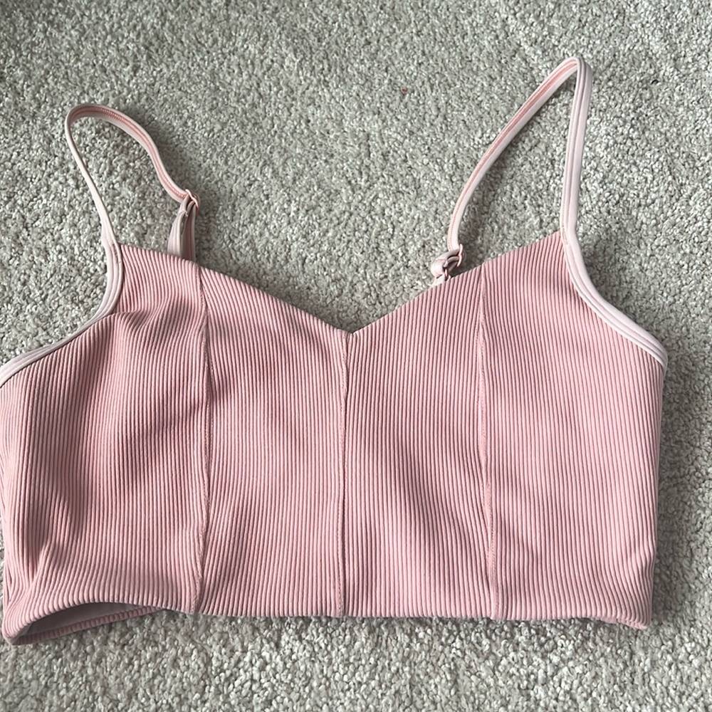Aerie Blush Ribbed Sports Bra